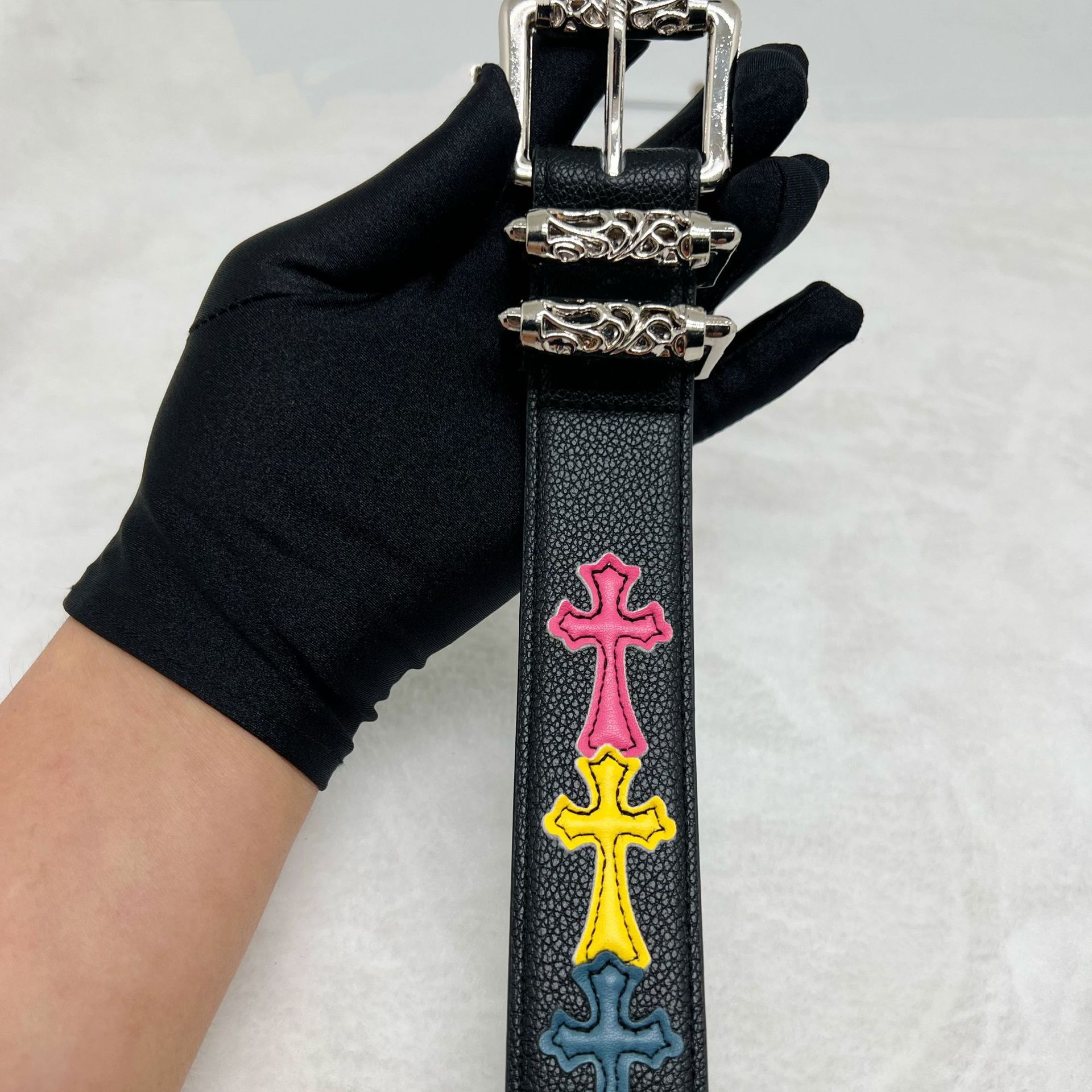 Personalidad patrón de lichi color crox nuevo cinturón masculino y femenino arte juvenil cinturón retro moda vid rodillo diez