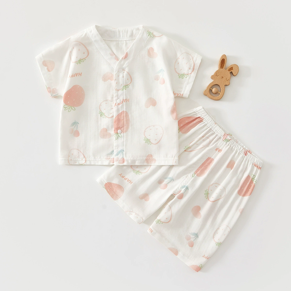 Children's split summer thin set, gauze pijama, with short sleeve