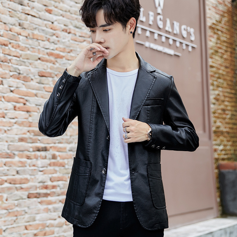 Chaqueta de cuero para hombre 2024 primavera y otoño nueva moda locomotora delgada versión coreana hermosa chaqueta de cuero de negocios de cuero para jóvenes