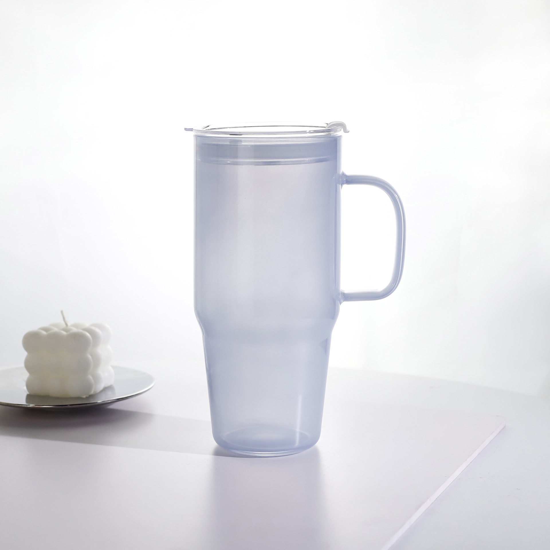 Taza de hielo, taza de paja, taza de agua de vidrio de alta capacidad, taza de agua de vidrio de alta calidad, taza de paja doméstica, taza de vidrio de locomotora
