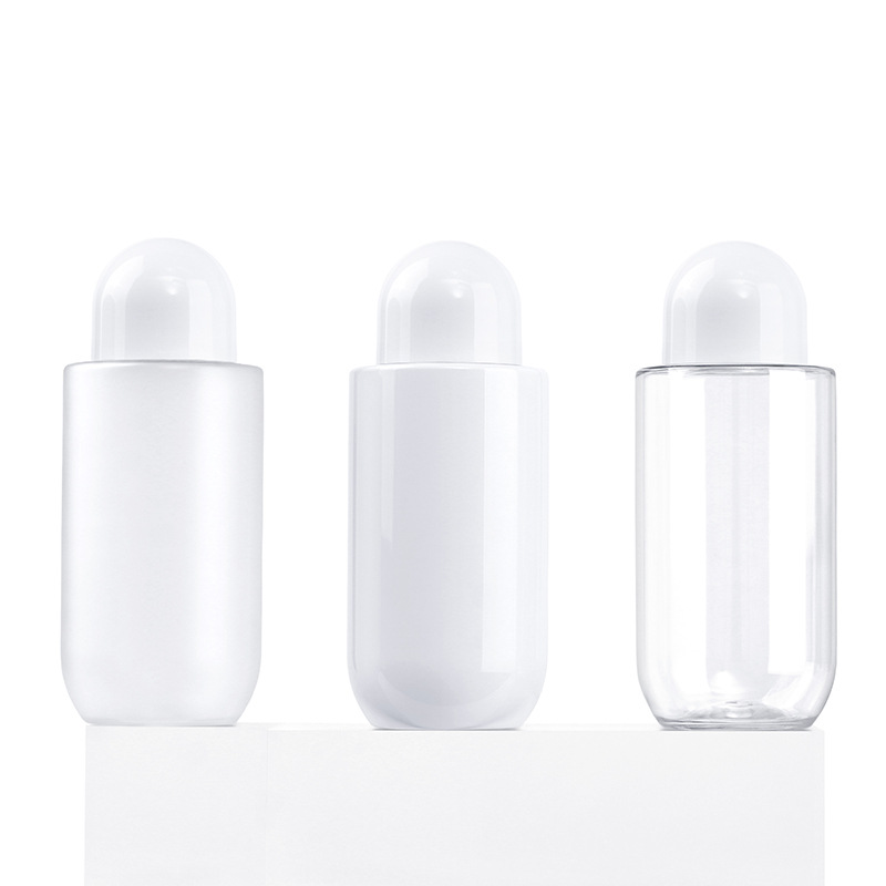 Botella de PET de cosméticos Xumin en stock botella de tóner transparente / esfoliada 200ml botella de tapa de tornillo de cúpula