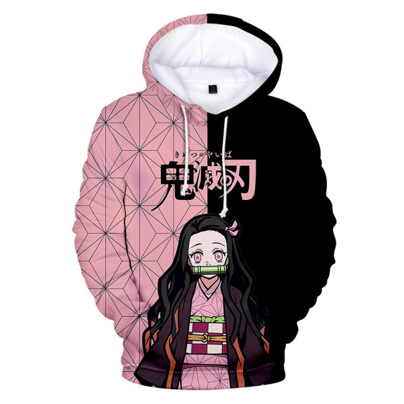 跨境现货日漫鬼灭之刃3d印花卫衣男士欧美带帽宽松版套头3D数码|undefined