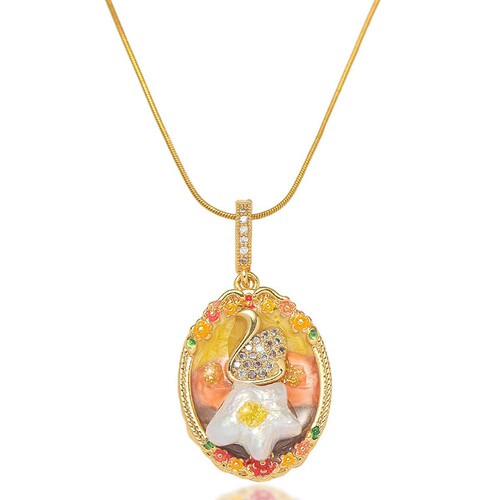 Women's Necklace, Japanese and Korean Style, Fashionable and Simple, Flower Zirconia Design, Unique and Elegant Titanium Steel Pendant