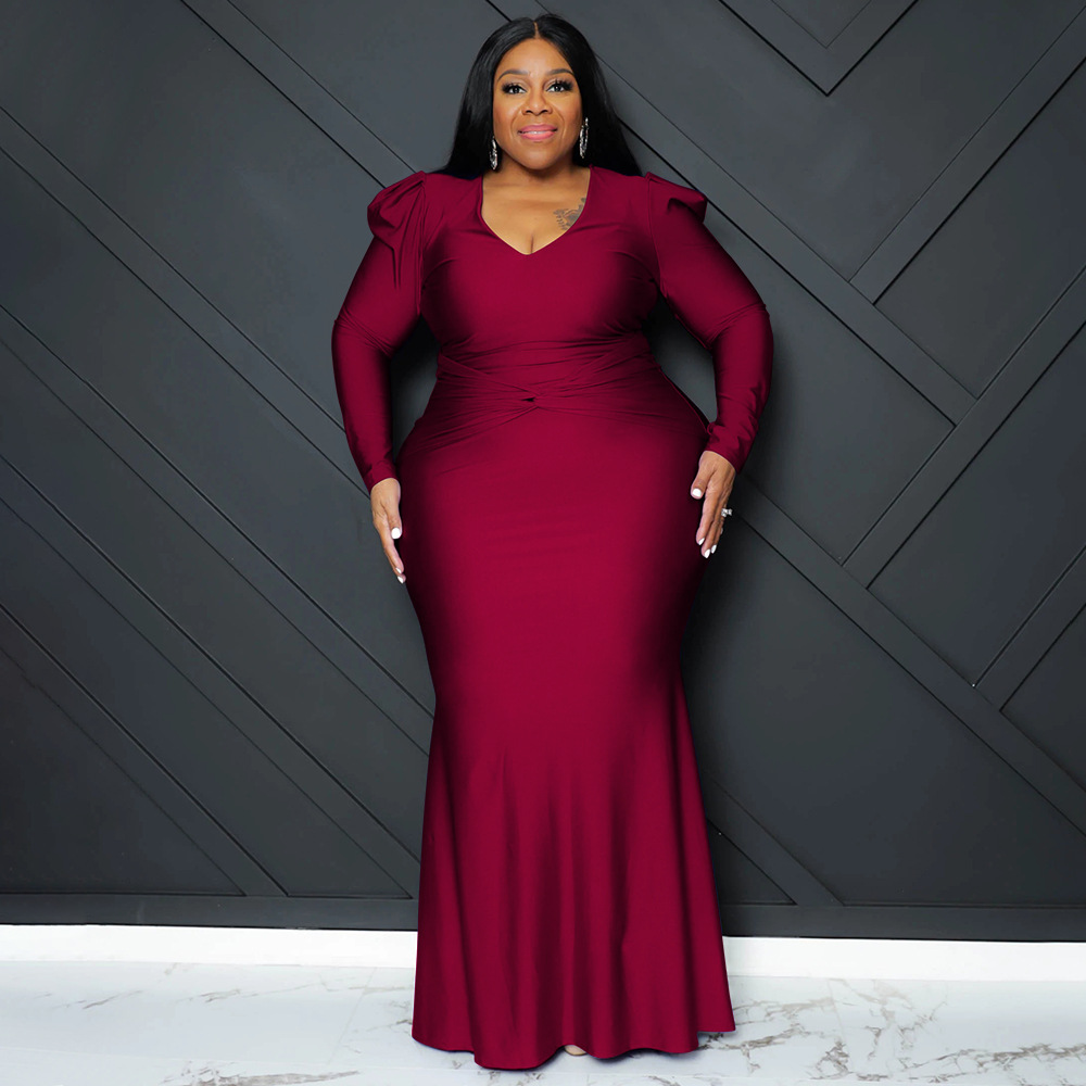 plus size clothes sexy Maxi Dresses Classy Clothes For Larger Ladies Chic Plus Size Pleated Midi  Dress Elegant And Sexy main image 0