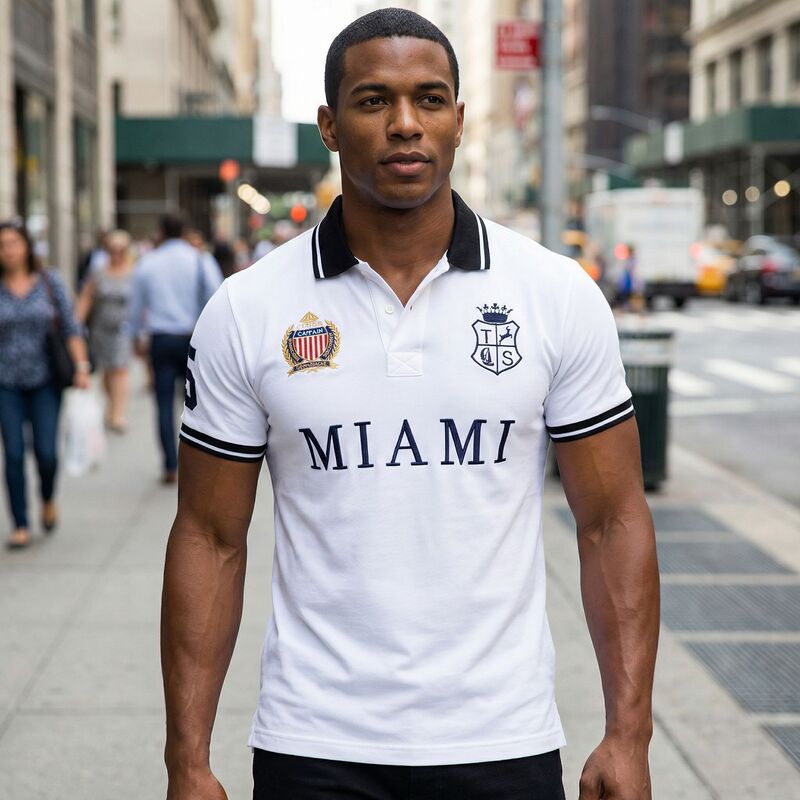 Short-Sleeved Polo Shirt for Men, American Miami Sports Casual Cotton, European Size, Plus Size, Casual and Versatile