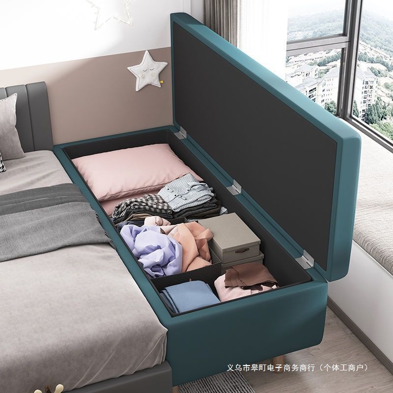 Storage Children's Bed, Child Bed, Bedside Bed, Widened Splicing Large Bed, Bedroom Solid Wood Adult Single Bed Storage Cabinet