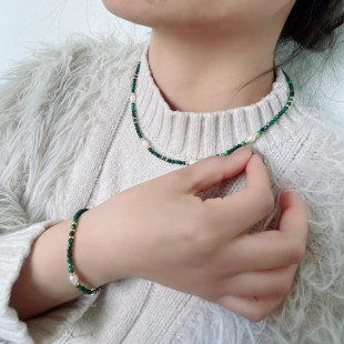 Zhuji Pearl Bracelet Necklace suit Women's Niche Natural Malachite Beads 2024 New Jewelry Wholesale Hair