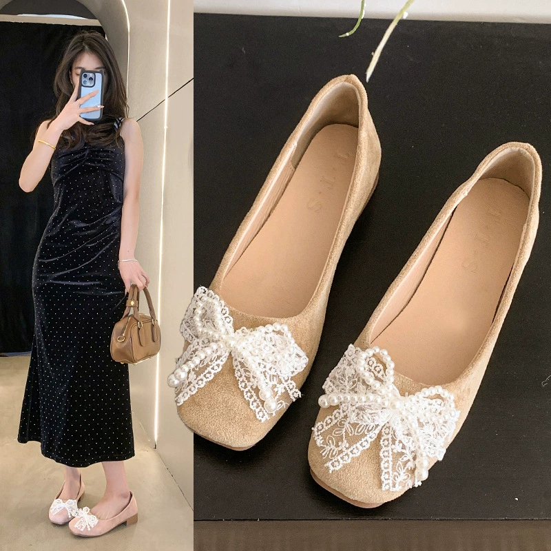 Женские летние мюли 2025 года с квадратным носком, жемчужные, плоские, с неглубоким вырезом, модные вечерние изящные туфли.