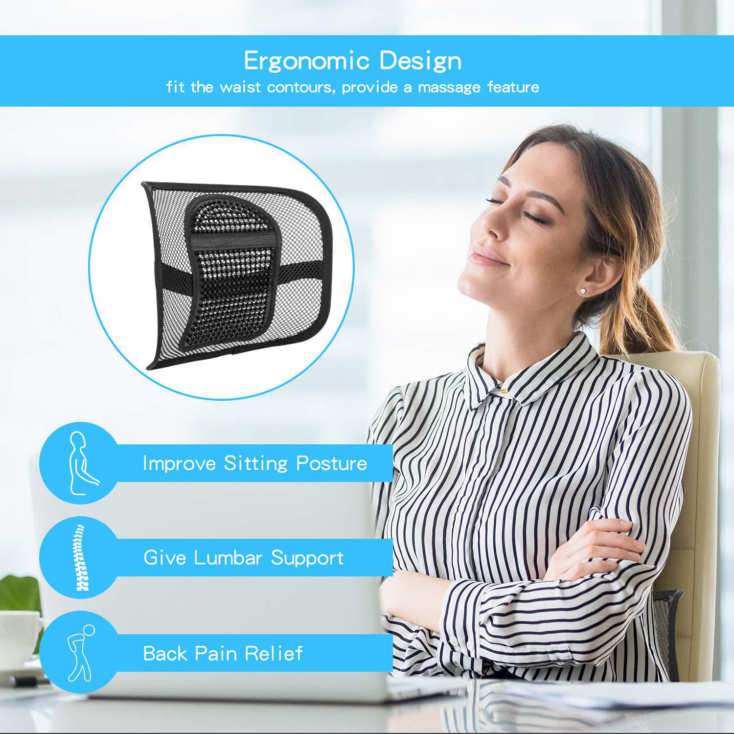 Four Seasons Universal Car Lumbar Support Breathable Waist Support Office Seat Massage Leather Nail Cushion Car Back Support