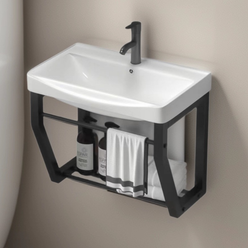 Small-Sized Wall-Mounted Stainless Steel Bracket Countertop Ceramic Wash Basin Hanging Wall-Mounted Household Simple Wash Basin