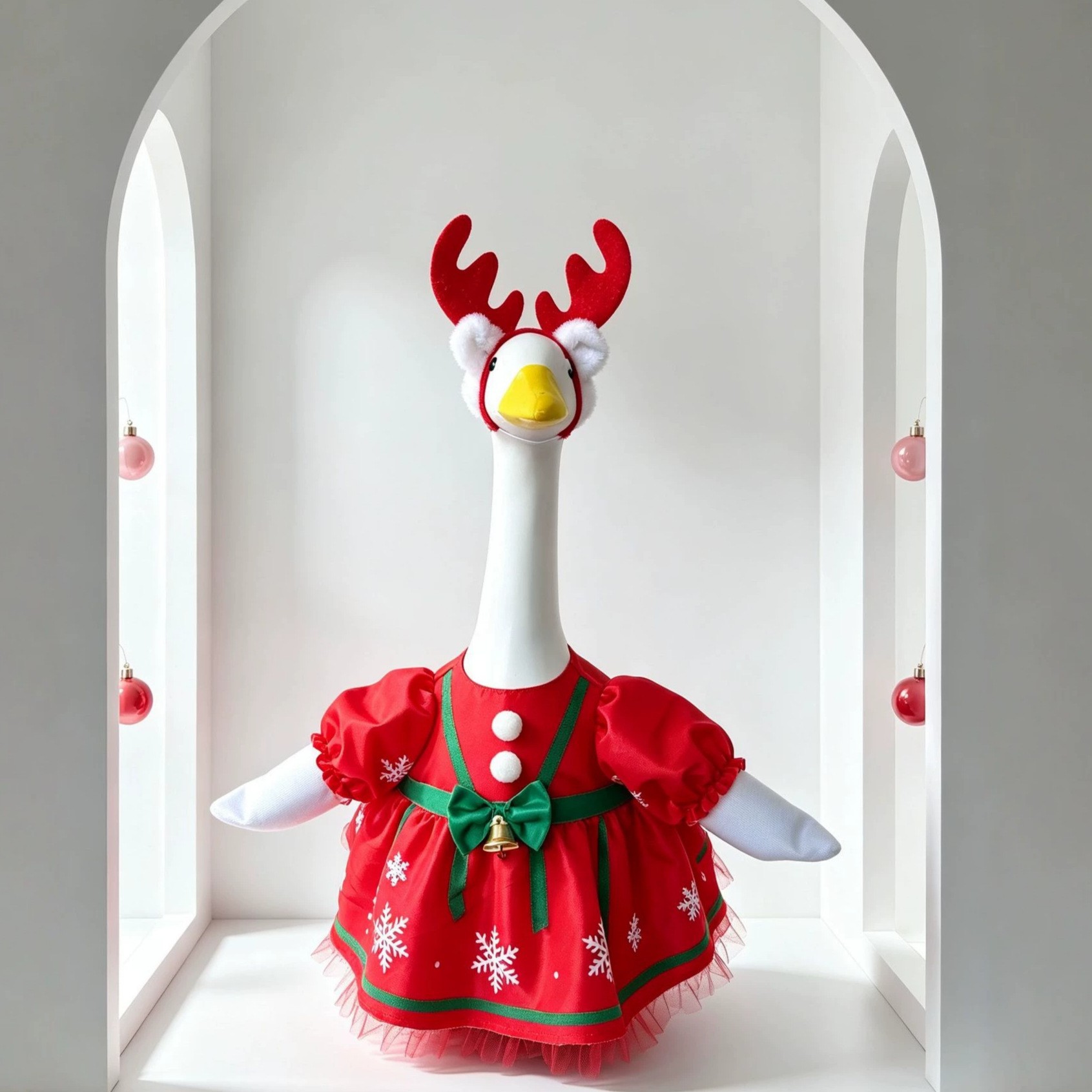 Classic Christmas Santa Gown & Pompom Hat Goose Outfit