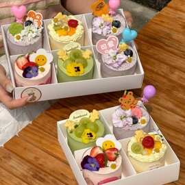 4/6宫格纸杯蛋糕盒甜品包装盒雪媚娘泡芙蛋挞四宫格下午茶打包盒