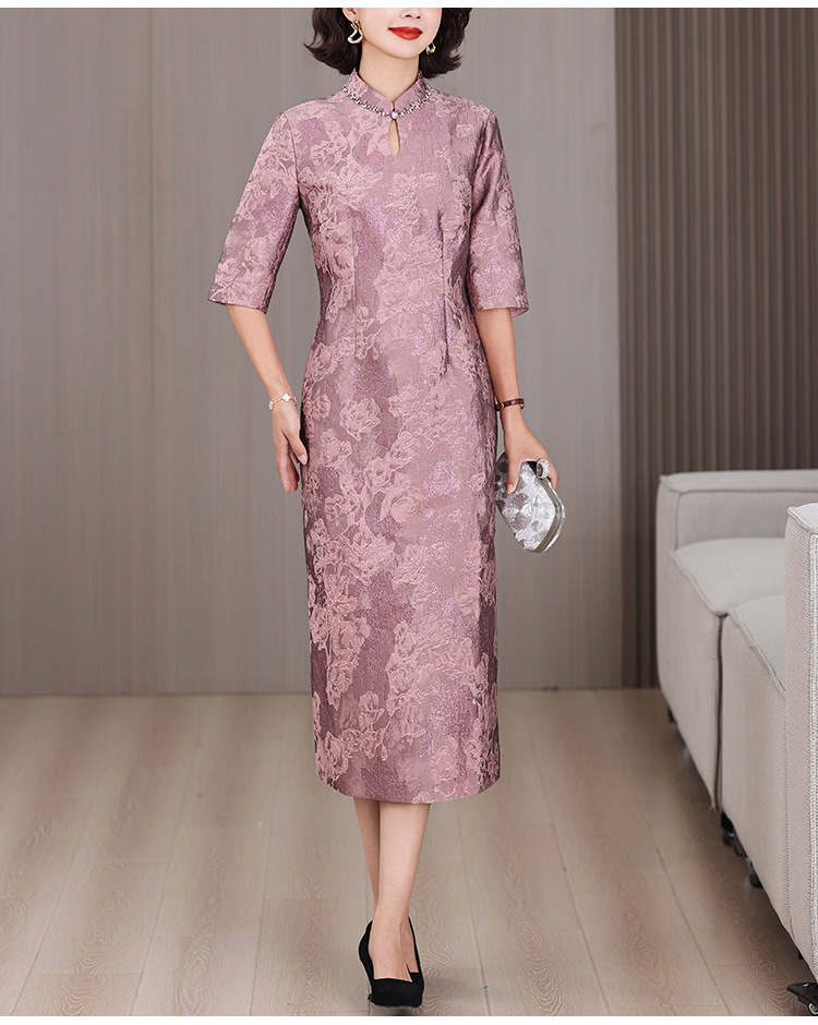 New Chinese-style Young Lady's Elegant For Mother-in-law's Wedding Banquet, Can Be Worn Casually, Slimming Cheongsam,_ecoleips.com