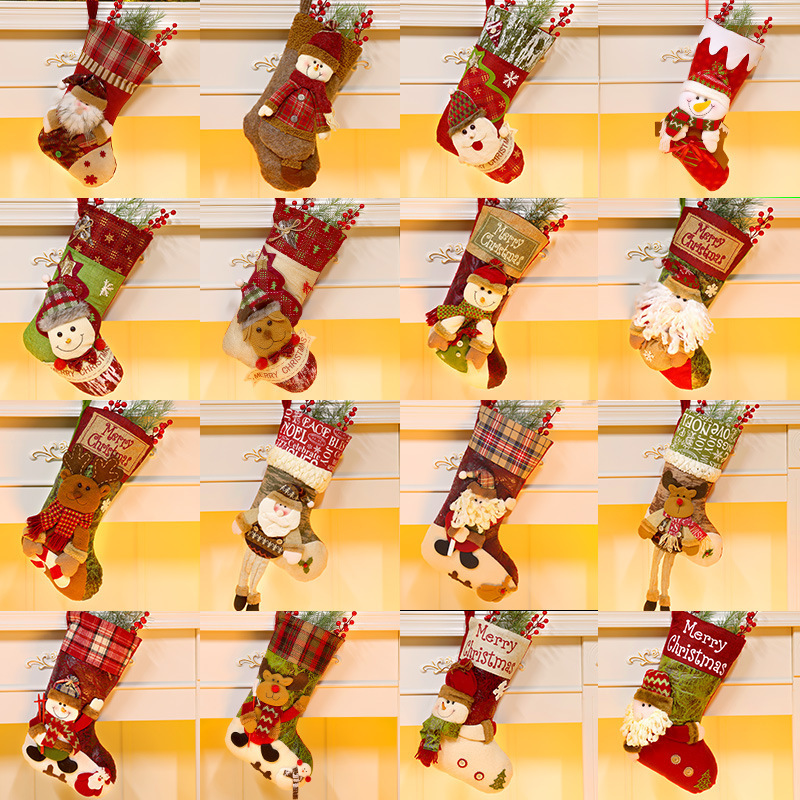 クリスマスデコレーション クリスマスツリーペンダント 大きなクリスマスソックス サンタクロース 雪だるま キャンディギフトバッグ|undefined