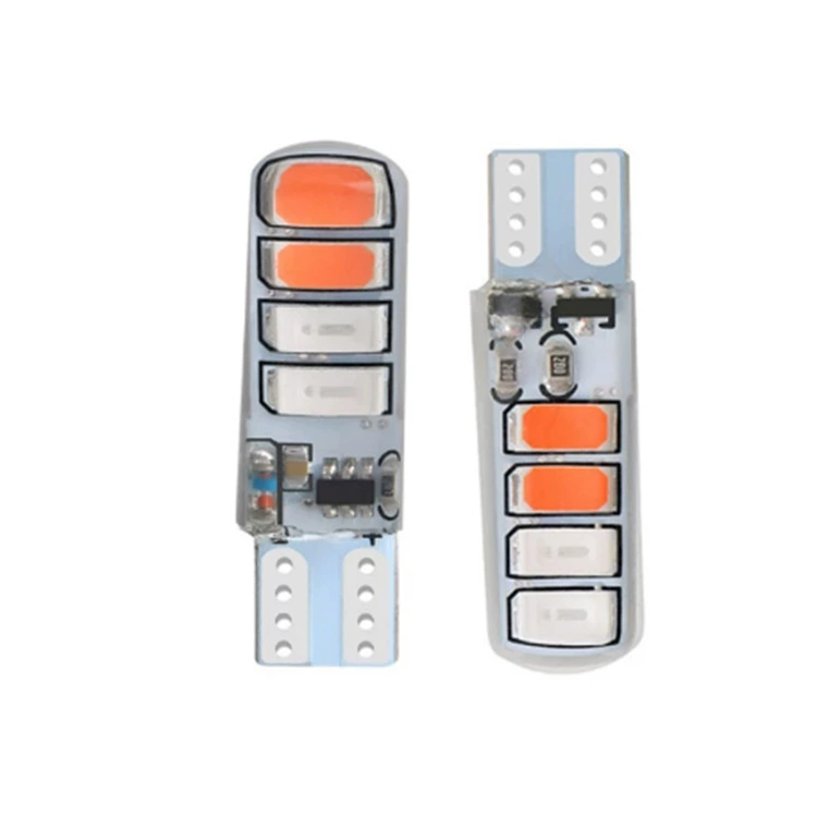 Светодиодная лампа для автомобиля T10 5630 5730 8 SMD силиконовая красная синяя двуцветная яркость широкое свечение номерного знака