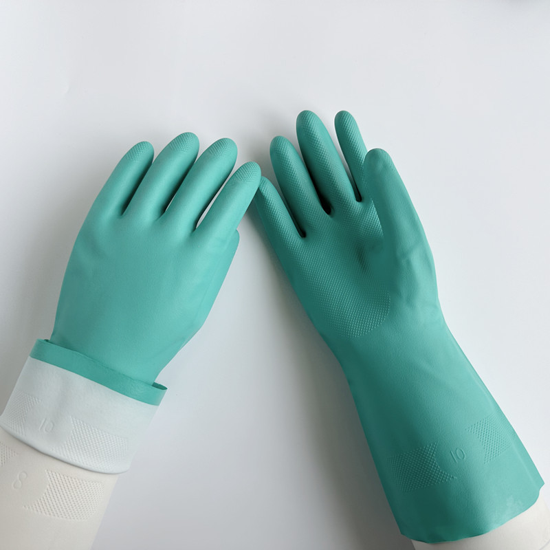绿色工业丁腈手套卫生防护防腐蚀防撕裂防滑劳保手套