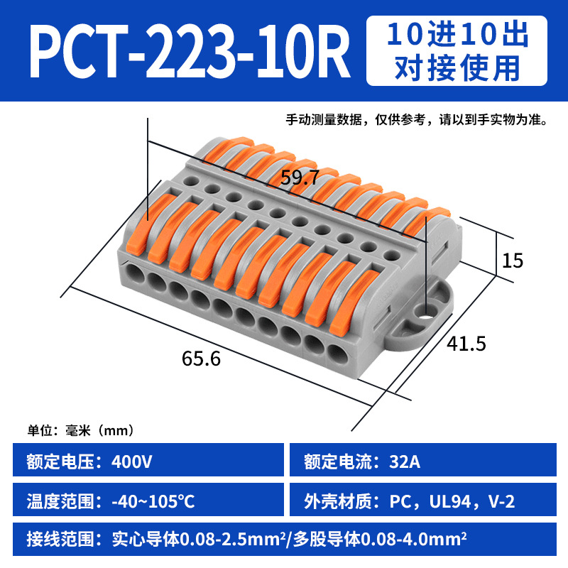 Pct-223 10r with mounting holes (2 pieces) 10 in and 10 out