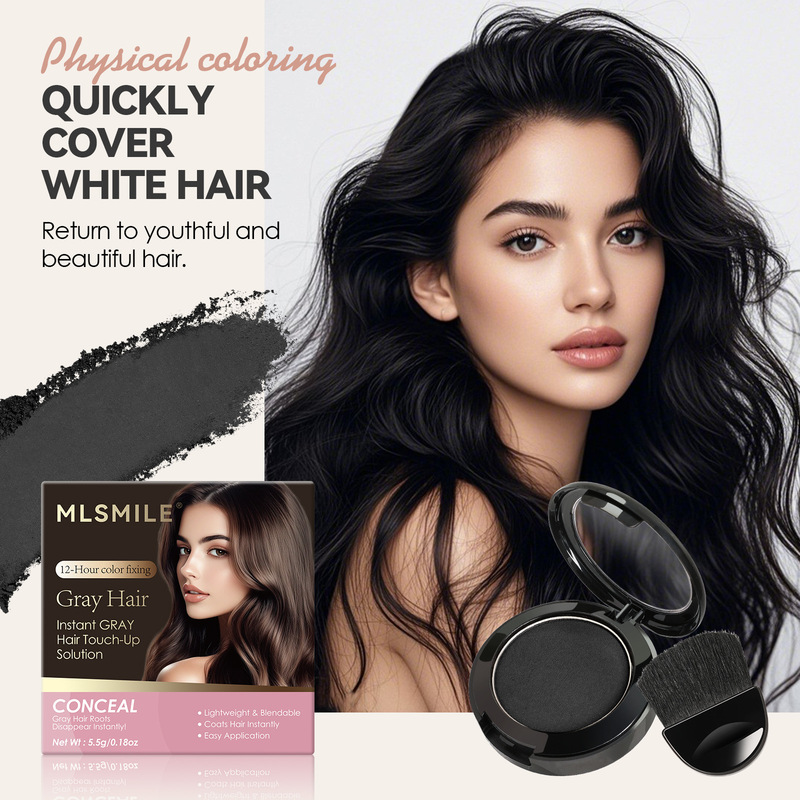 MLSMILE发际线蓬松粉遮白补发带刷美发粉饼hairline color powder|undefined
