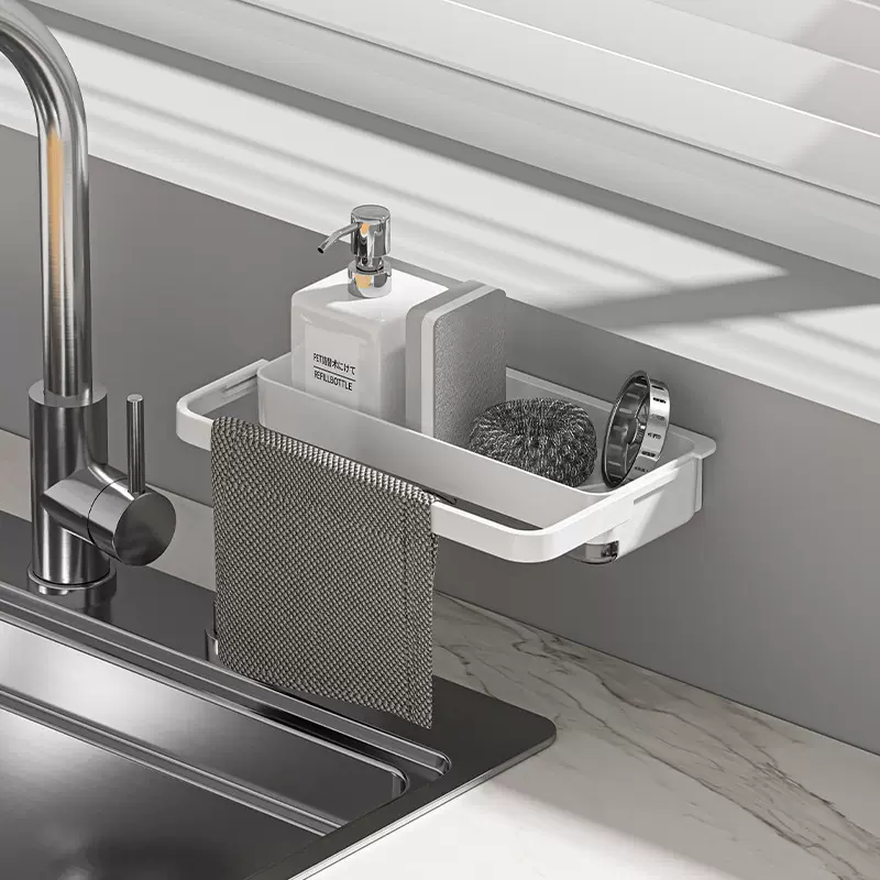 壁挂式厨房海绵架免打孔水池钢丝球抹布海绵沥水架收纳置物架批发
