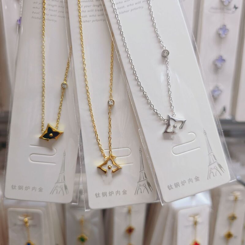 【All-Titanium Steel Necklace】Cross-Border Best-Selling L Brand Necklace, Luxury Brand Necklace, Vintage Necklace, Factory Direct Sales Wholesale