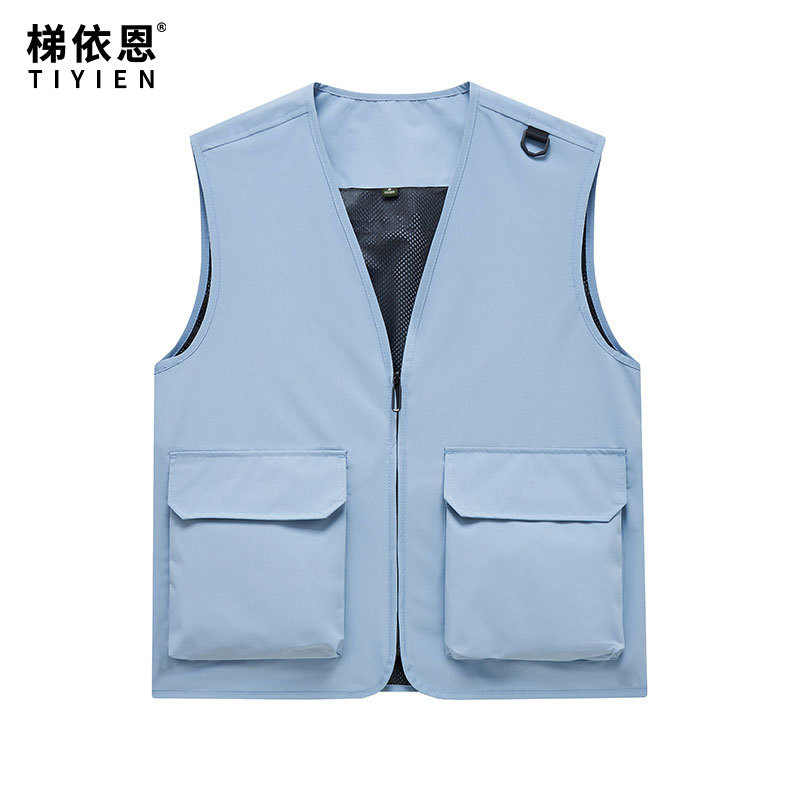 Large pocket vest for teachers and training institutions, customizable with logo printing, comfortable and breathable, suitable for teachers, school club activities, advertising, and workwear.