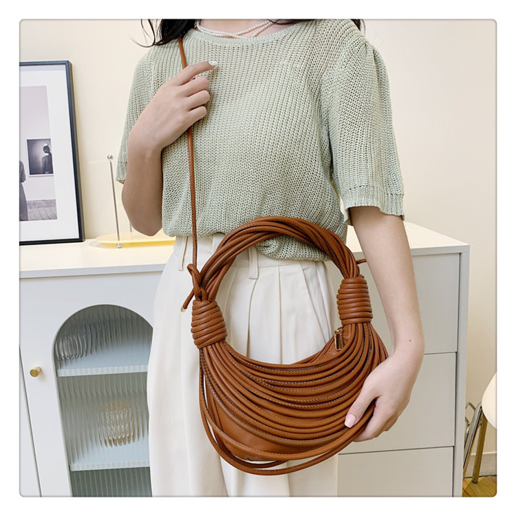 Crossbody Bag Bags Type Daily Occasion Pu Leather Material Women's Small Pu Leather Solid Color Streetwear Knot Thread Bundle Weaving Dumpling Shape Zipper Crossbody Bag