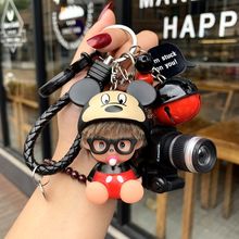 蒙奇奇毛绒钥匙扣女韩国创意可爱米奇米妮挂件汽车钥匙链女包挂件