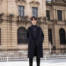 外套男士秋冬季新款风衣中长款加厚羊毛双面毛呢高级感潮大宽松领