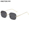 Jennie same glasses Mi Ding sunglasses female anti -Blu -ray frameless flat light mirror can be equipped with a near -visual mirror red sunglasses
