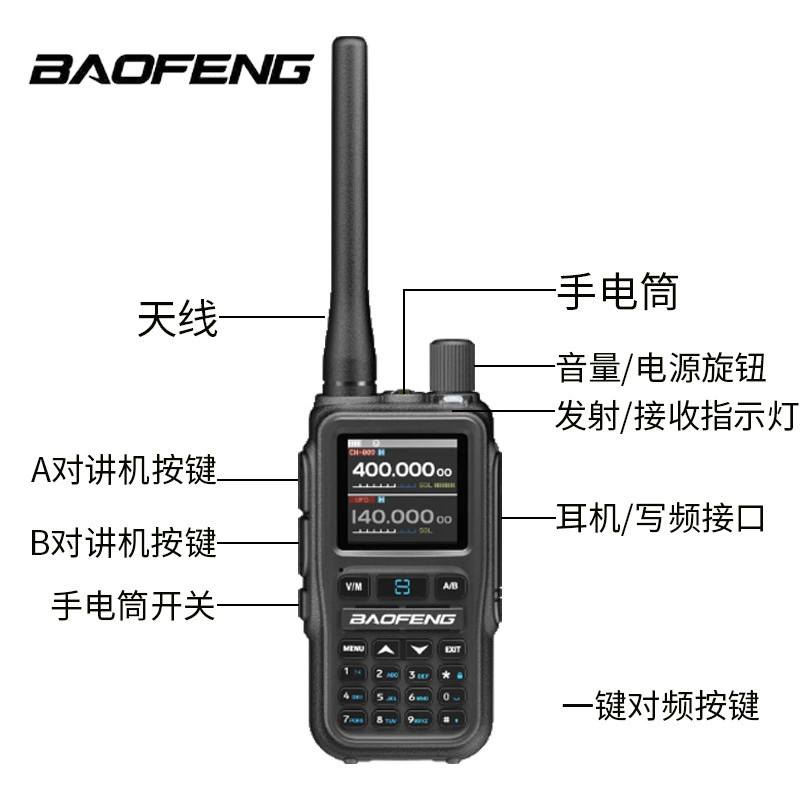 Портативная рация Baofeng UV5Rmini, AM/VHF/UHF полносчитовый диапазон, Type‑C зарядка и 5W/2W
