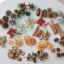 2023圣诞春节桂皮松果坚果果实松塔圣诞节圣诞树花环藤环diy材料