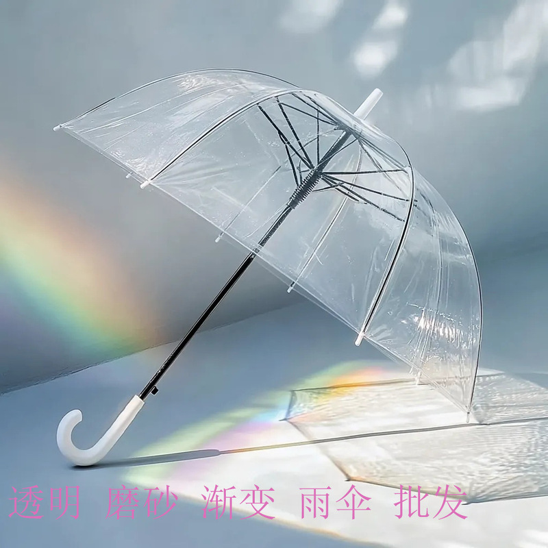 Transparent Umbrella Large Wholesale Disposable Plastic Umbrella Automatic Wholesale Transparent Umbrella Long Handle High Value Sunny Umbrella