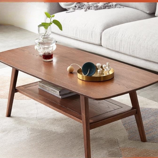 实木茶几北欧橡木咖啡桌简约家用茶桌小户型客厅原木家具