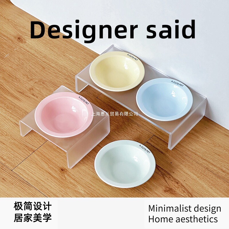 Cat Bowl Ceramic Pet Flying Saucer Bowl Cat Food Bowl Dog Bowl Cat Plate Cat Food Bowl Rice Bowl Tall Acrylic Bowl Stand