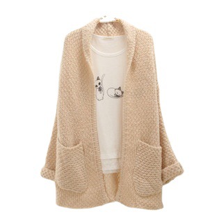 Nuevo estilo coreano color sólido punto cardigan Comercio exterior orden original suelta más tamaño de las mujeres curling chal suéter mujeres al por mayor