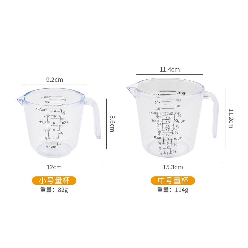 Plastic transparent small measuring cup scaled, 1000 ml