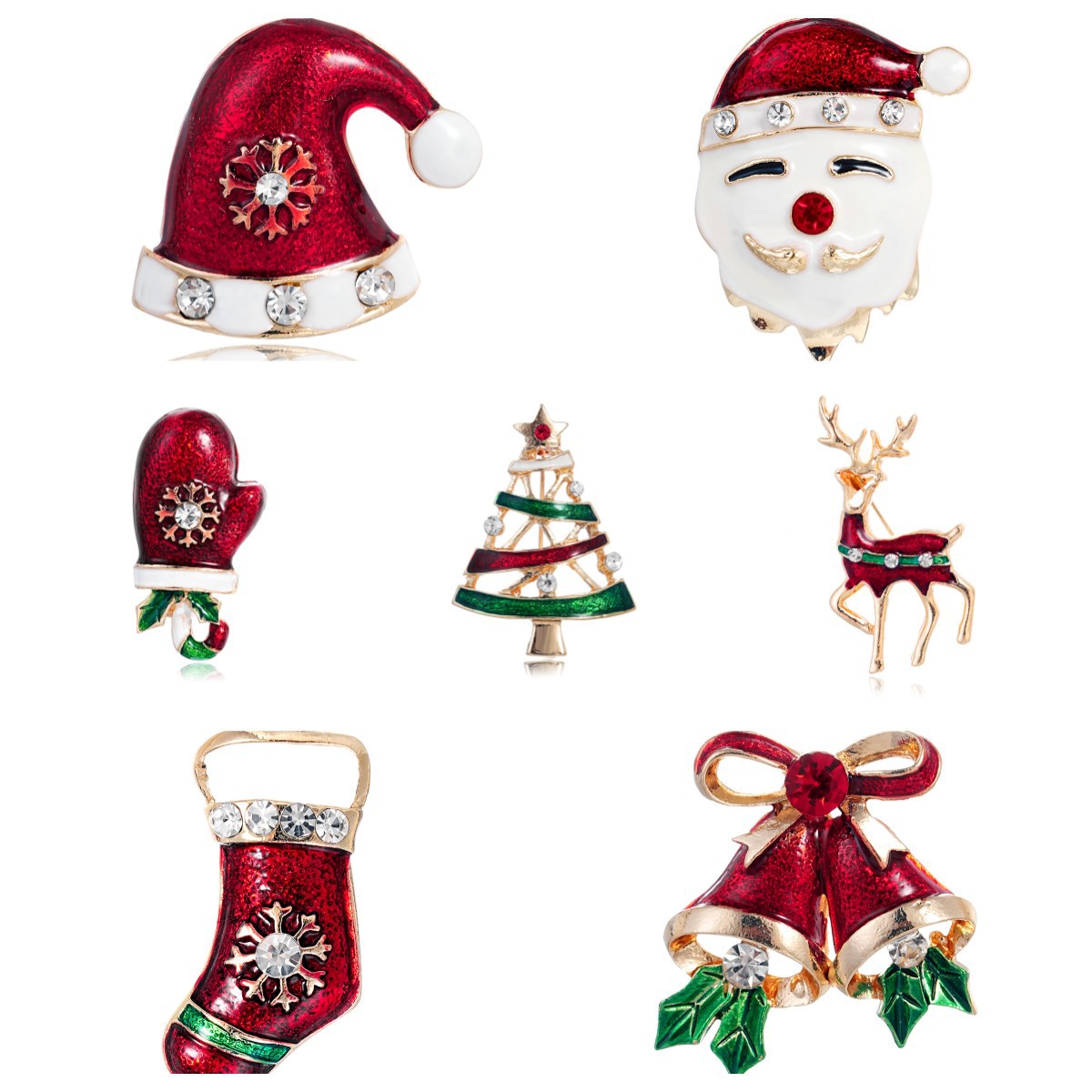 Cross-Border Christmas Series Brooch Decorations Gloves Christmas Tree Elk Clown Corsage Men and Women European and American Small Collar Pins