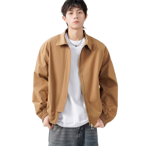 Spring Short-Length Workwear Jacket for Men, National Trend Functional Style, Trendy Loose Personal Casual Stylish Collar Windbreaker Jacket