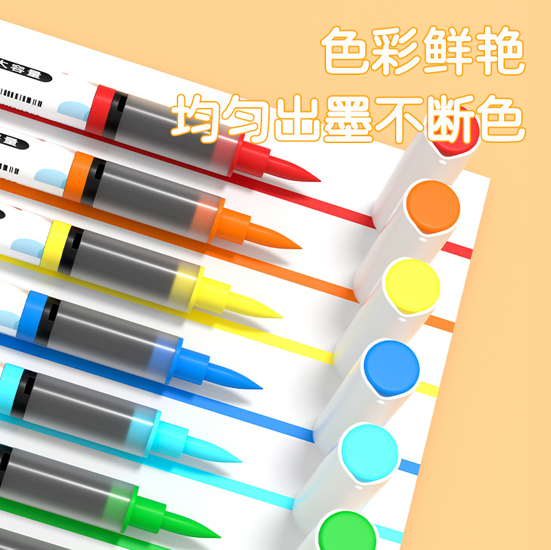 Marcadores acrílicos rectos Marcadores de colores impenetrables para arte Pinceles para estudiantes Pinceles de colores apilados Bolígrafos de acuarela lavables