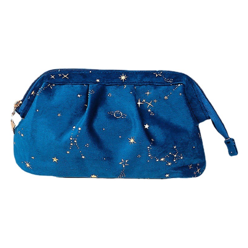 Bolso cosmético de franela de luna y estrella de bronceado nuevo estilo transfronterizo bolsa de almacenamiento de terciopelo de alta gama de gran capacidad portátil bolsa de lavado de celebridades de Internet
