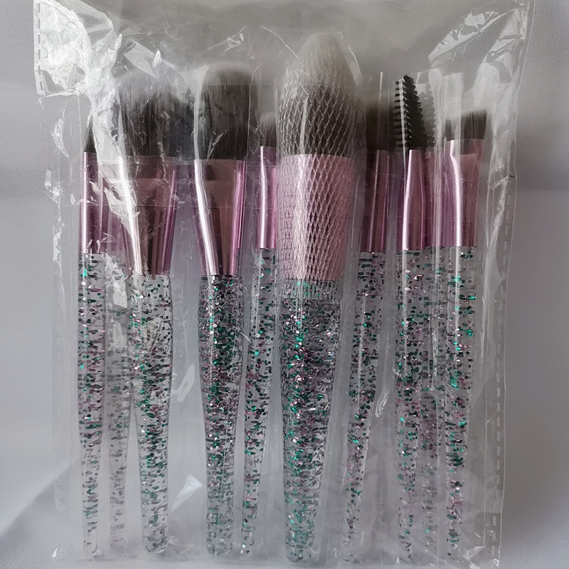 Preisgünstig für Studenten, mit Puder gefüllte Griffe, 10-teiliges Make-up-Pinselset_voghion.com