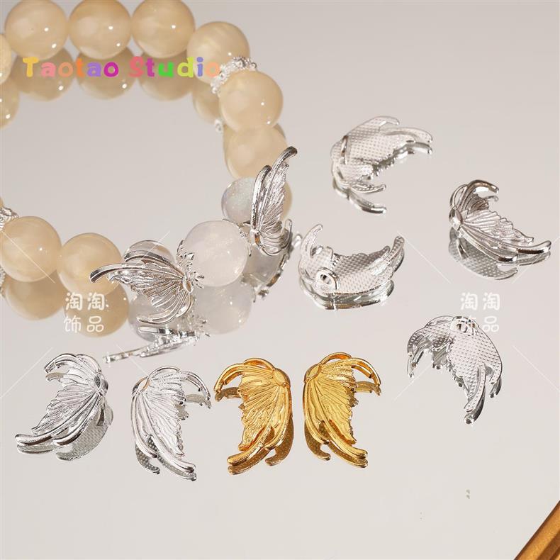 Bright Silver Left and Right Fishtail Wings Spacer Butterfly Spacer Spacer Beads DIY Bracelet Necklace Jewelry Accessories Beading Material