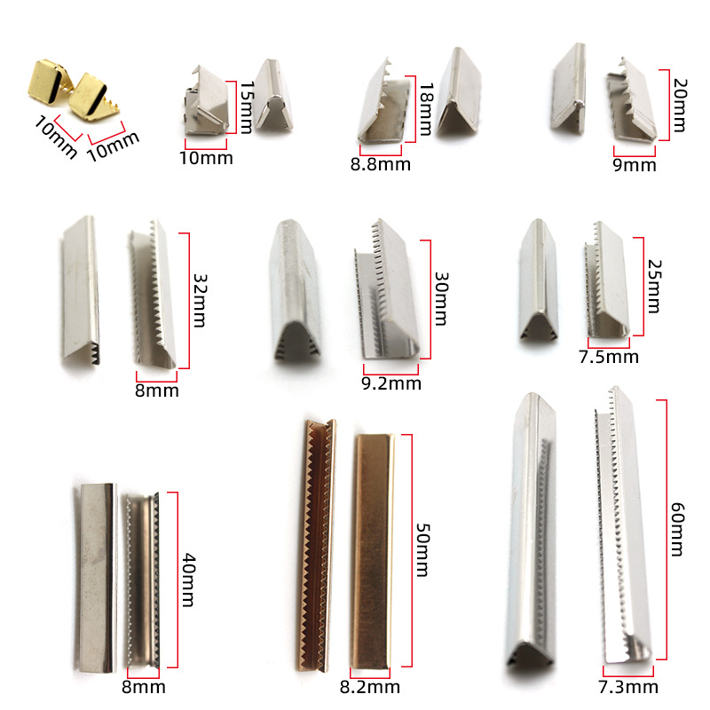 粗边细齿金属三角尾夹绳扣金属夹扣三角织带手袋包边绳夹马仔扣