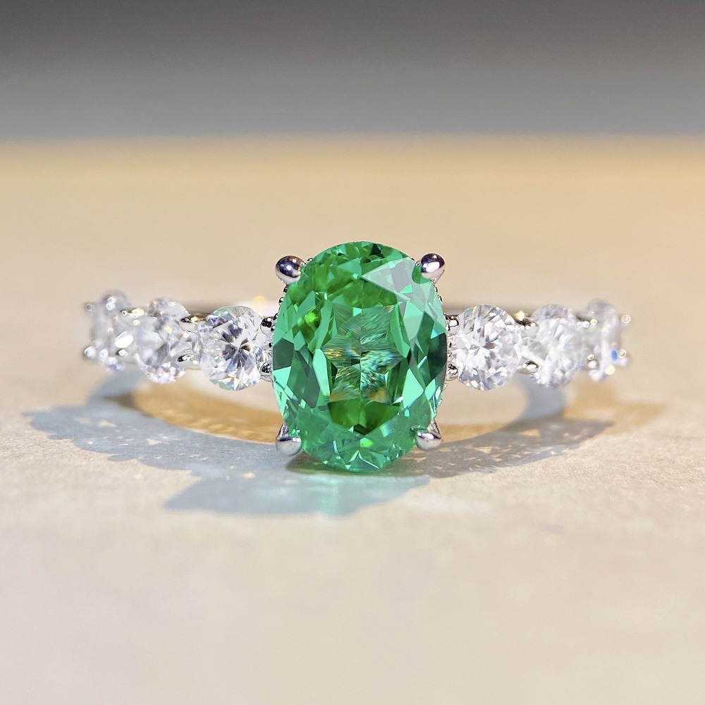s925 sterling silver ring for women with 3 Karat big diamond and Fanta color, cross-border live broadcast style5
