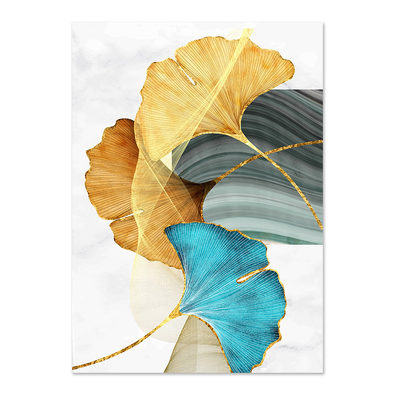 Amazon portal abstracto cuelga pintura pulverización lienzo ginkgo núcleo de pintura de decoración de sala de estar nórdica pintura mural sin marco