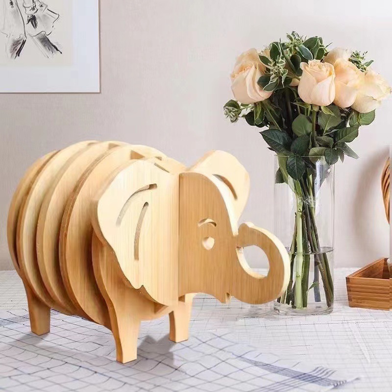 Posavasos de madera creativa, forma de animal tridimensional, mantel de madera, escritorio para el hogar, tapete de té engrosado, tapete, decoración