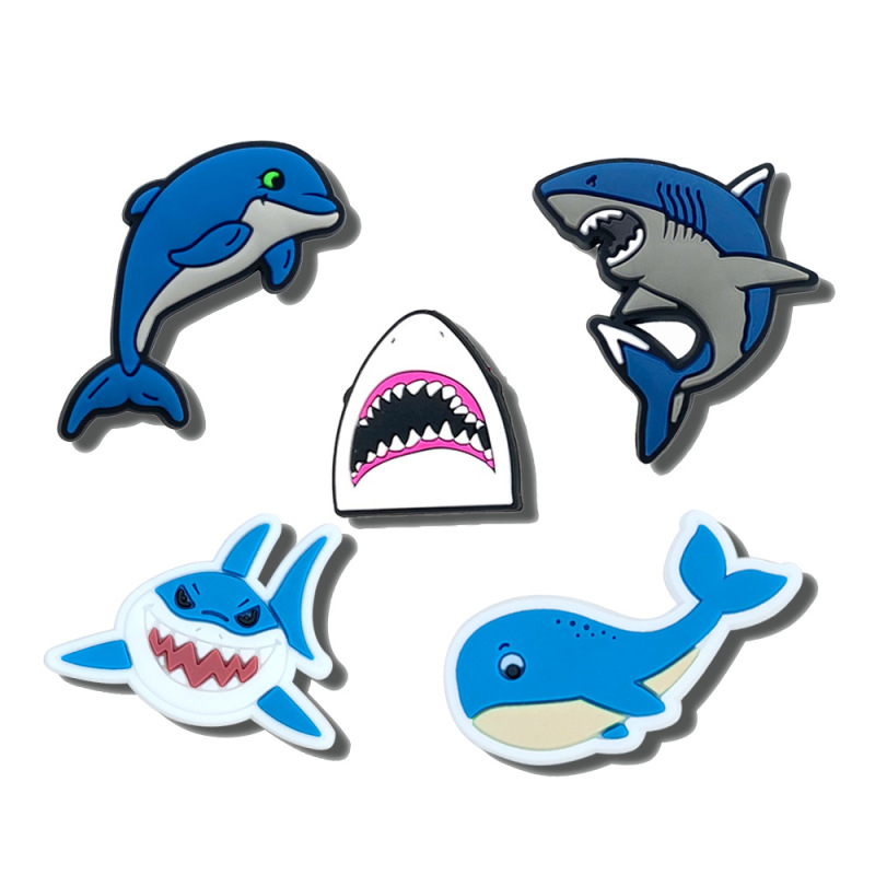 サメ、イルカ、ヒトデ、海洋動物、Zhibixing クロックス、アクセサリー、PVC ソフトラバークロックス、靴バックル、靴の花の装飾|undefined