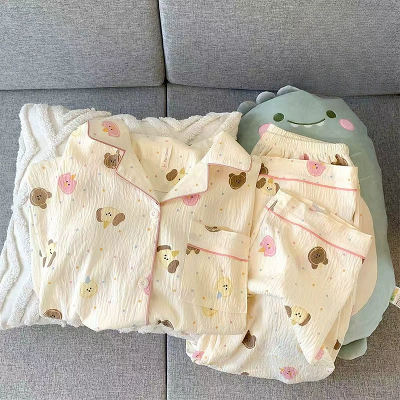 Пижамный комплект с длинным рукавом (Hello Kitty), хлопок, японский стиль, размеры M–XXL
