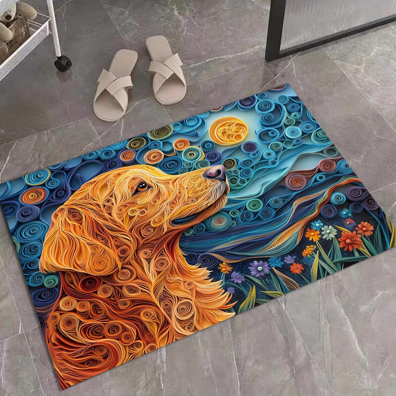 Oil painting style pet dog diatomite floor mat for entrance, absorbent, quick-drying, dirt-resistant, non-slip mat Oil painting style pet dog diatomite floor mat for entrance, absorbent, quick-drying, dirt-resistant, non-slip mat