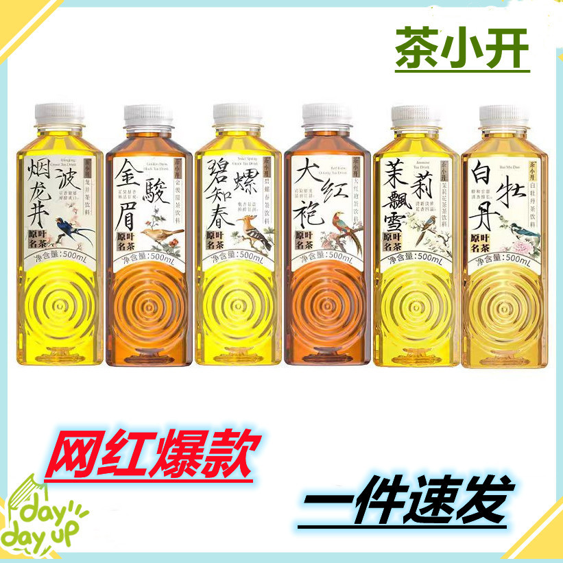 茶小开原叶纯茶饮料500ml*15 烟波龙井茶金骏眉碧螺春无糖茶饮品